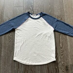 Marine Layer Navy and Cream Raglan Sleeve Tee